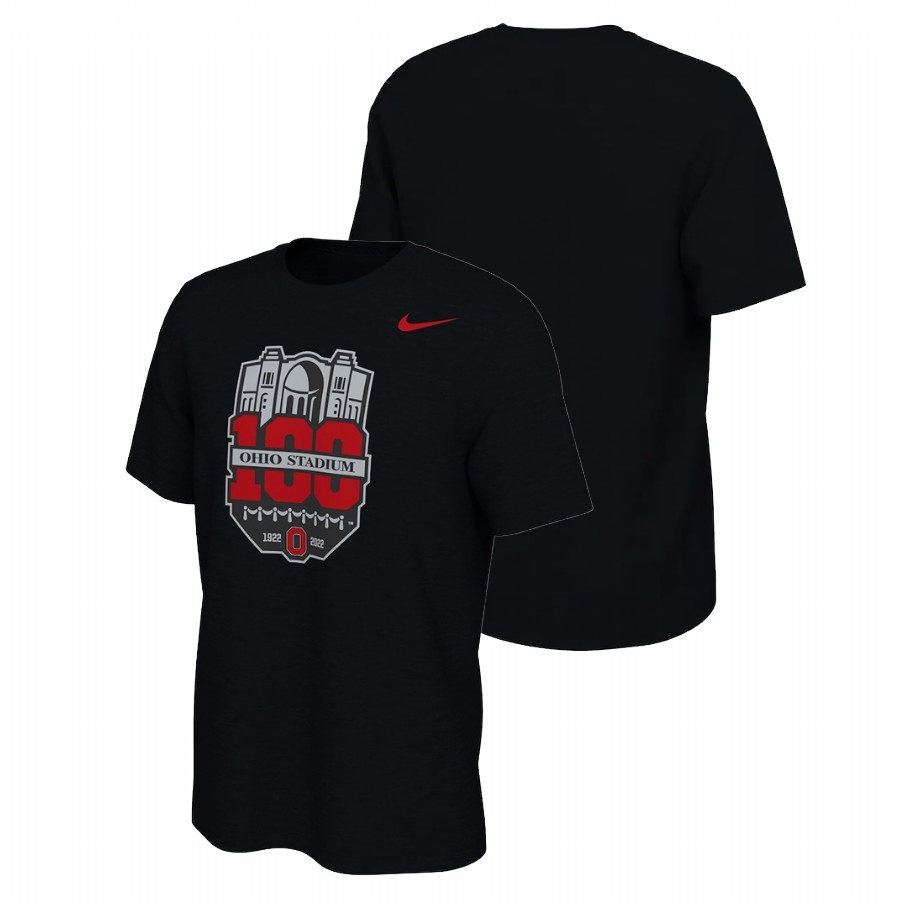 Ohio State Buckeyes Men's NCAA Black 100th Year Stadium Anniversary College Football T-Shirt IAV3549EZ
